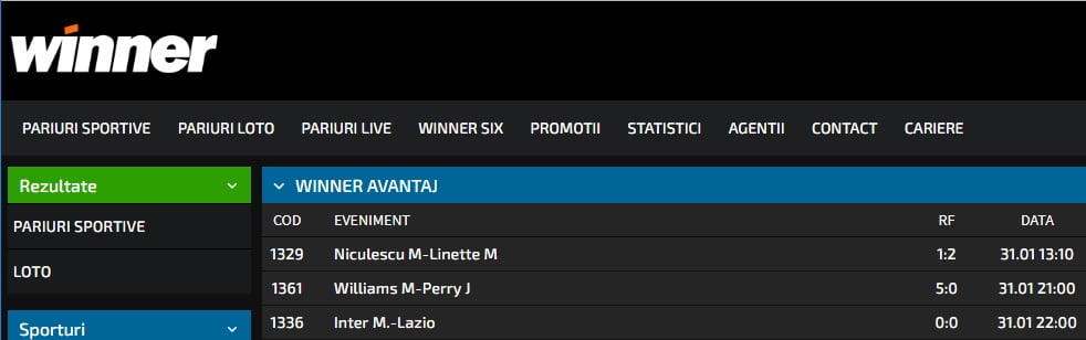 Winner Rezultate Meciuri