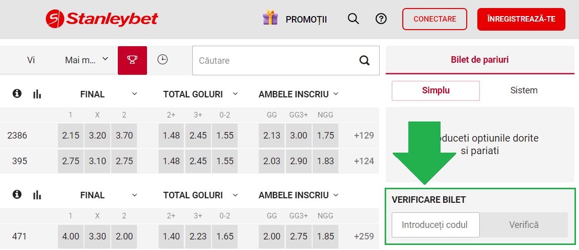 Verificare Bilet Stanleybet